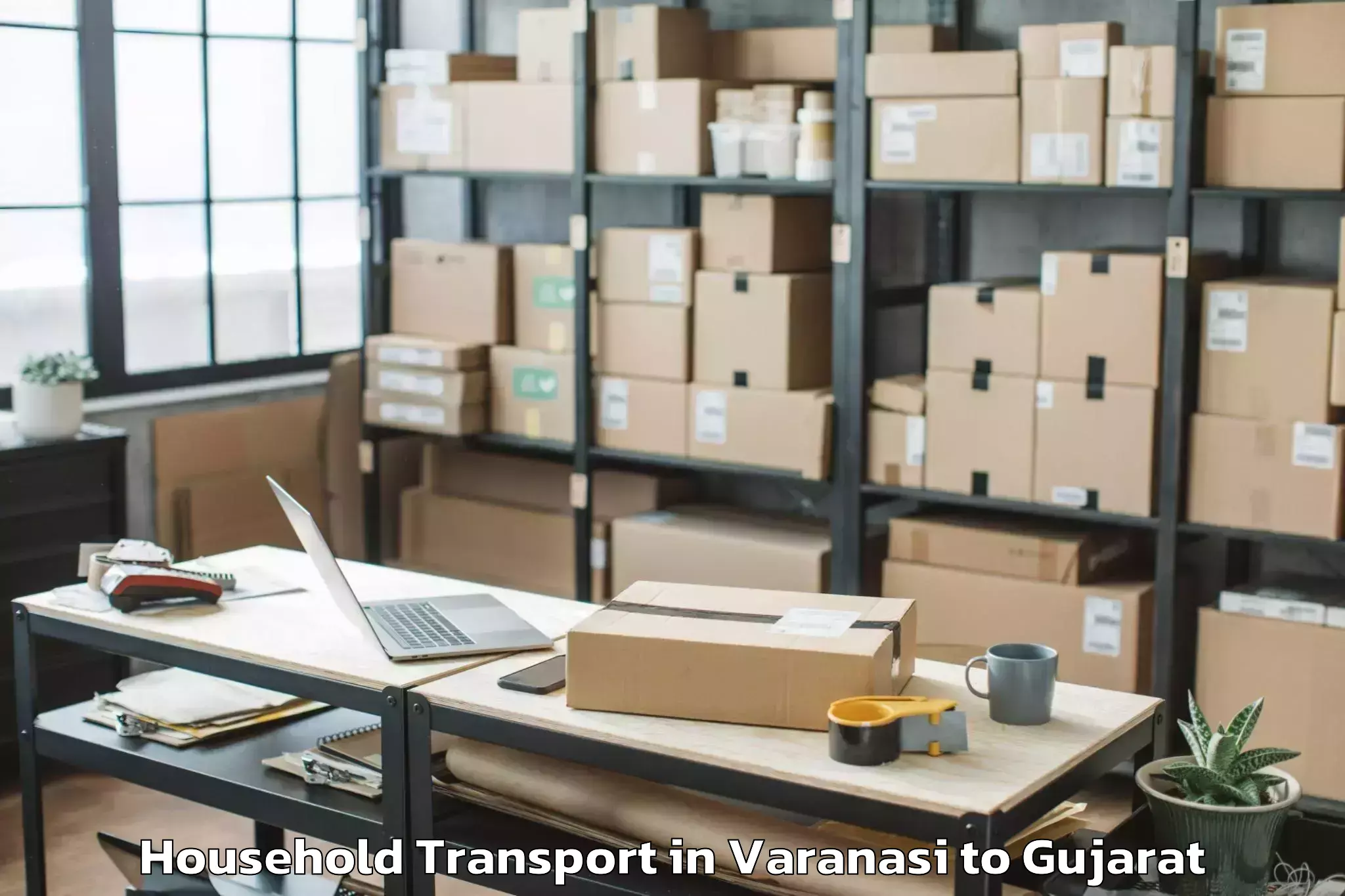 Top Varanasi to Madhav Kampo Household Transport Available